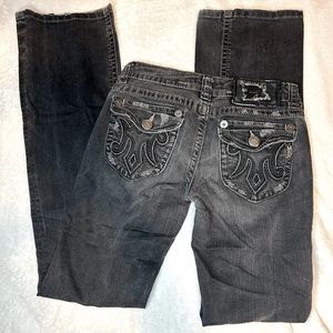 Black low waist boot cut jeans